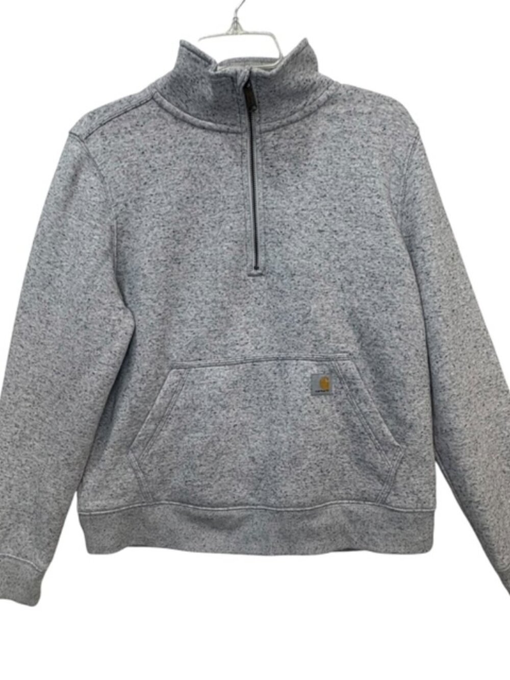 Carhartt Women’s Relaxed Fit Quarter Zip Pullover Gray Flecked Sweatshirt M - Picture 7 of 9